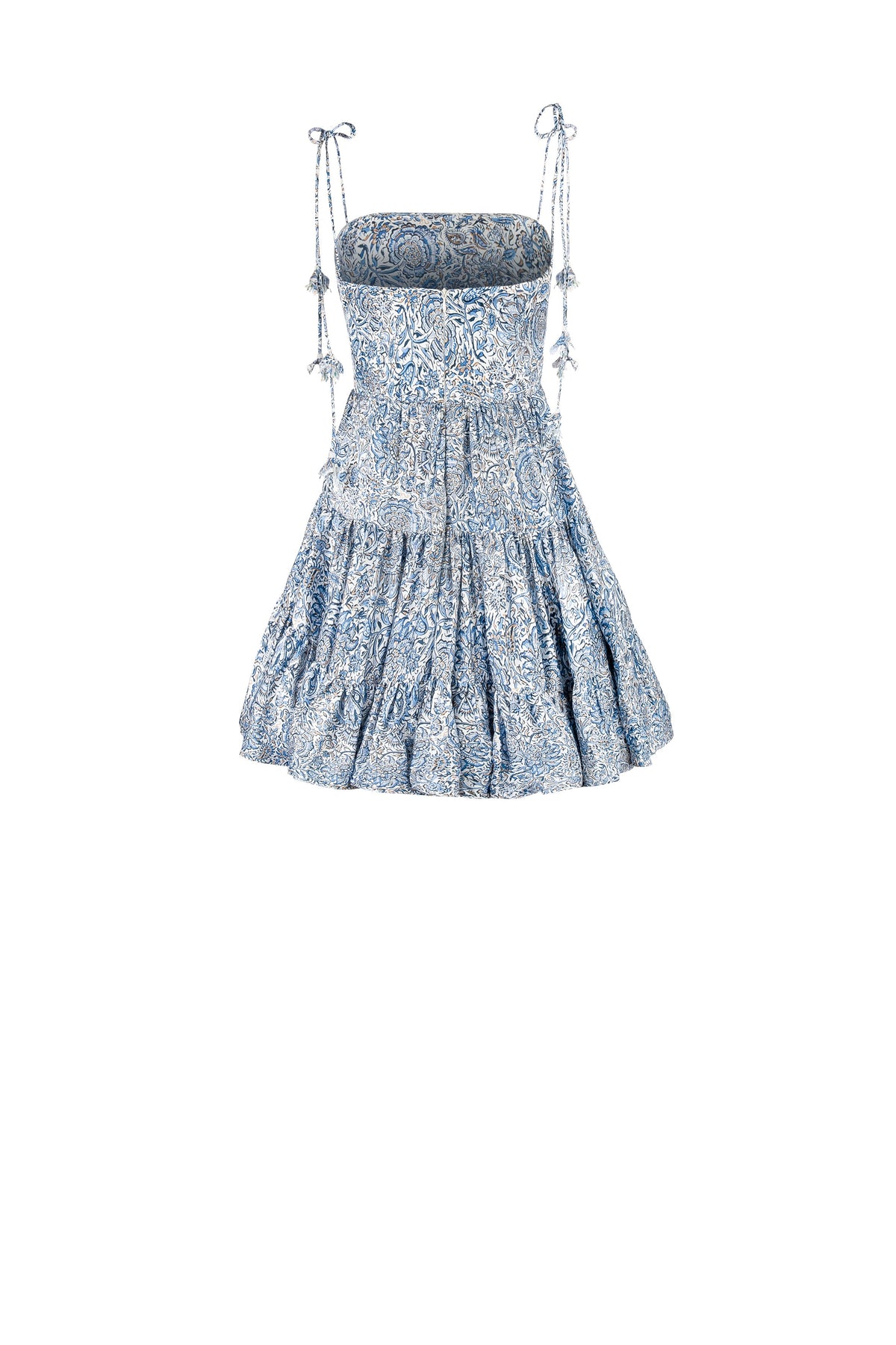 Sara Mini Dress - Printed Silk Blue Rosewater House
