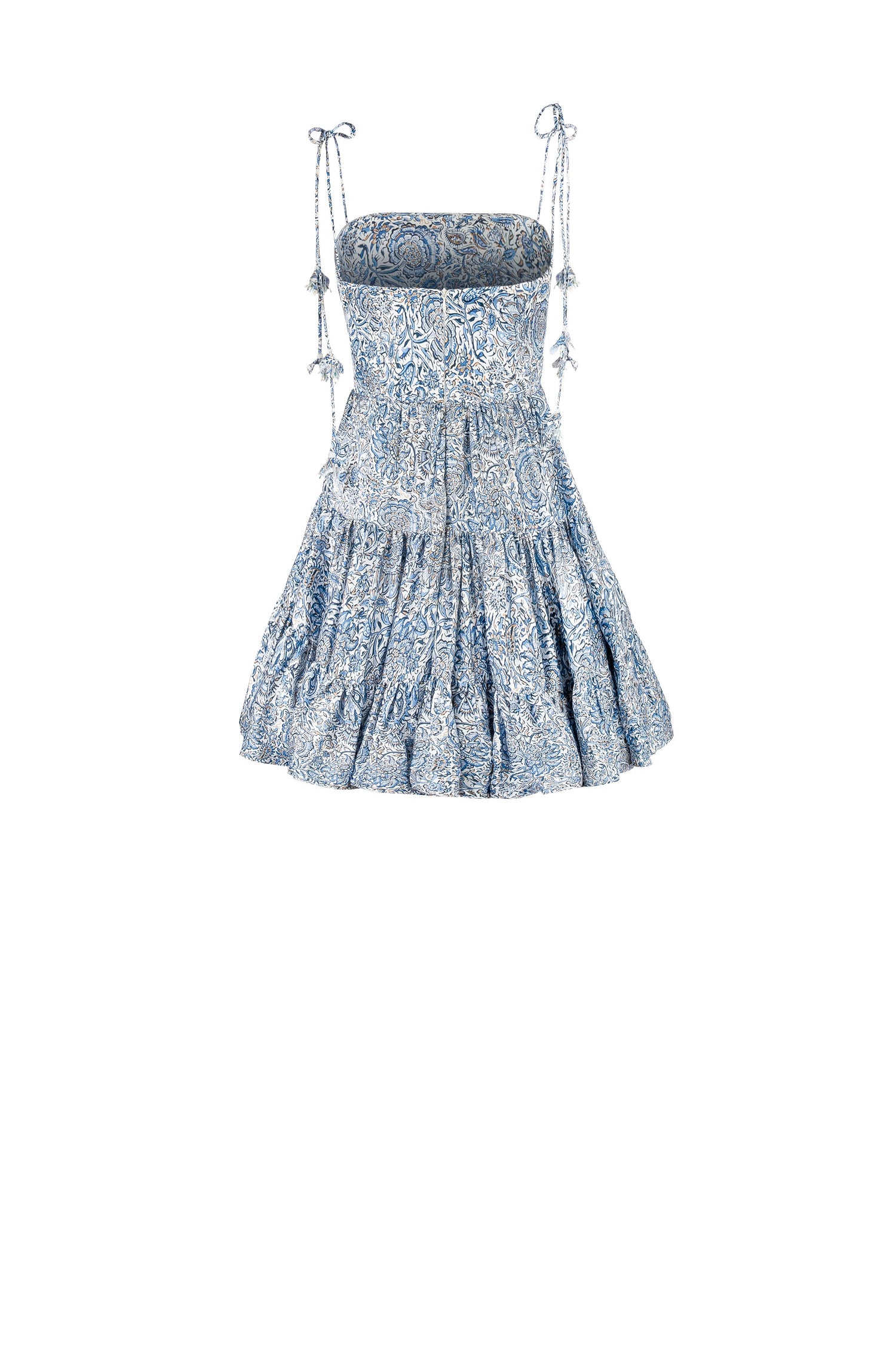 Sara Mini Dress - Printed Silk Blue Rosewater House