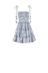 Sara Mini Dress - Printed Silk Blue Rosewater House 