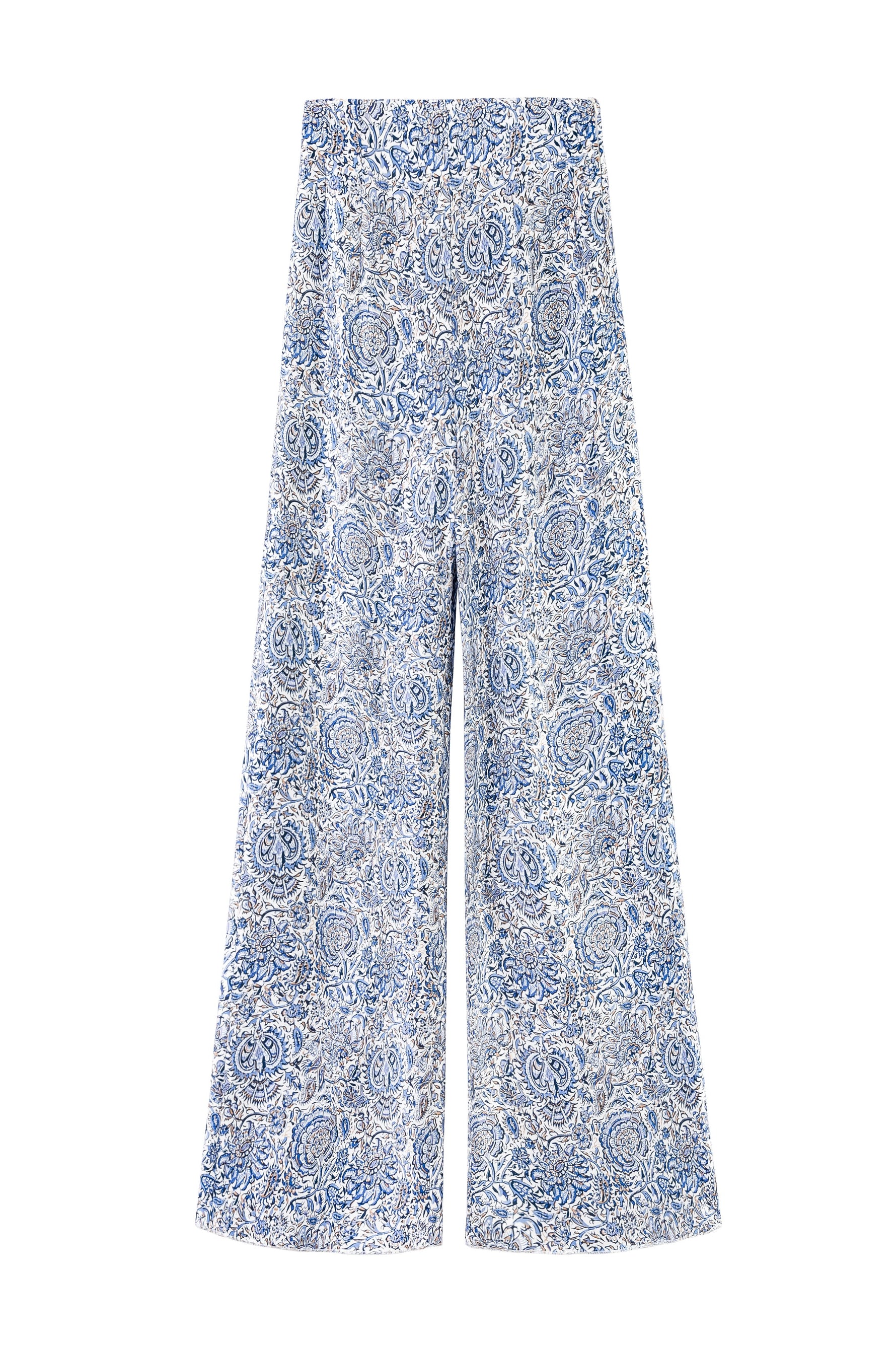 Raha Pants - Printed Silk Blue Rosewater House