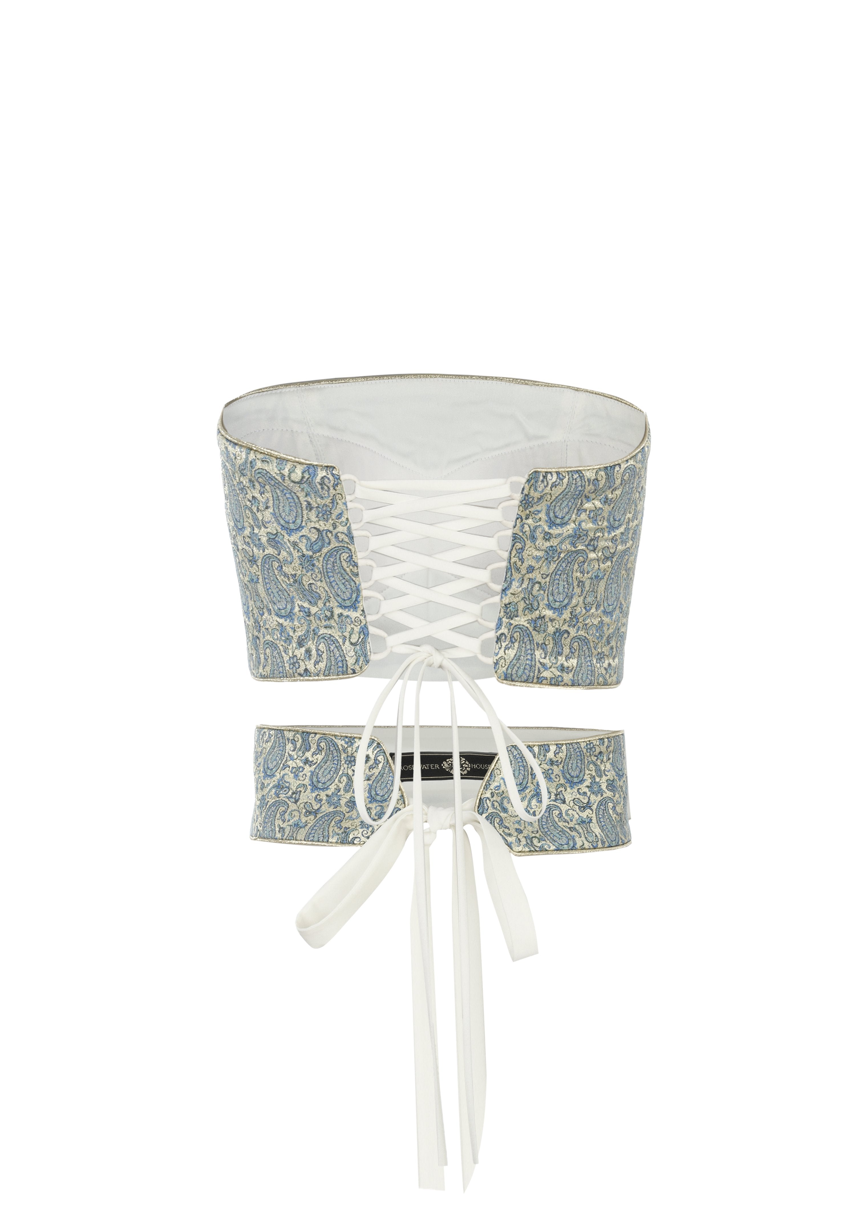 Termeh Jahan Top - Blue & Silver Paisley Tops - Bustier & Embroidered OVER THE MOON