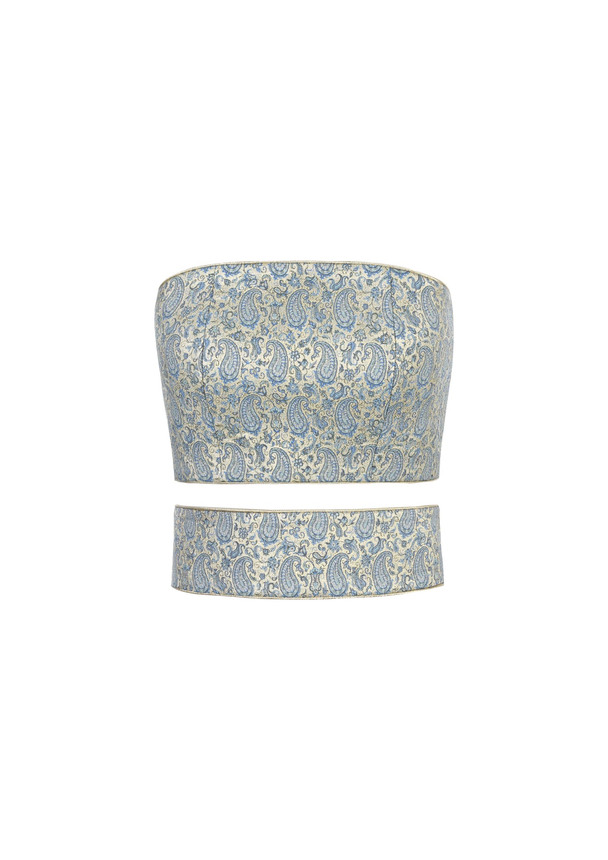 Termeh Jahan Top - Blue & Silver Paisley Tops - Bustier & Embroidered OVER THE MOON
