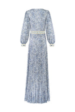 Tooba Maxi Dress - Printed Chiffon Blue Rosewater House