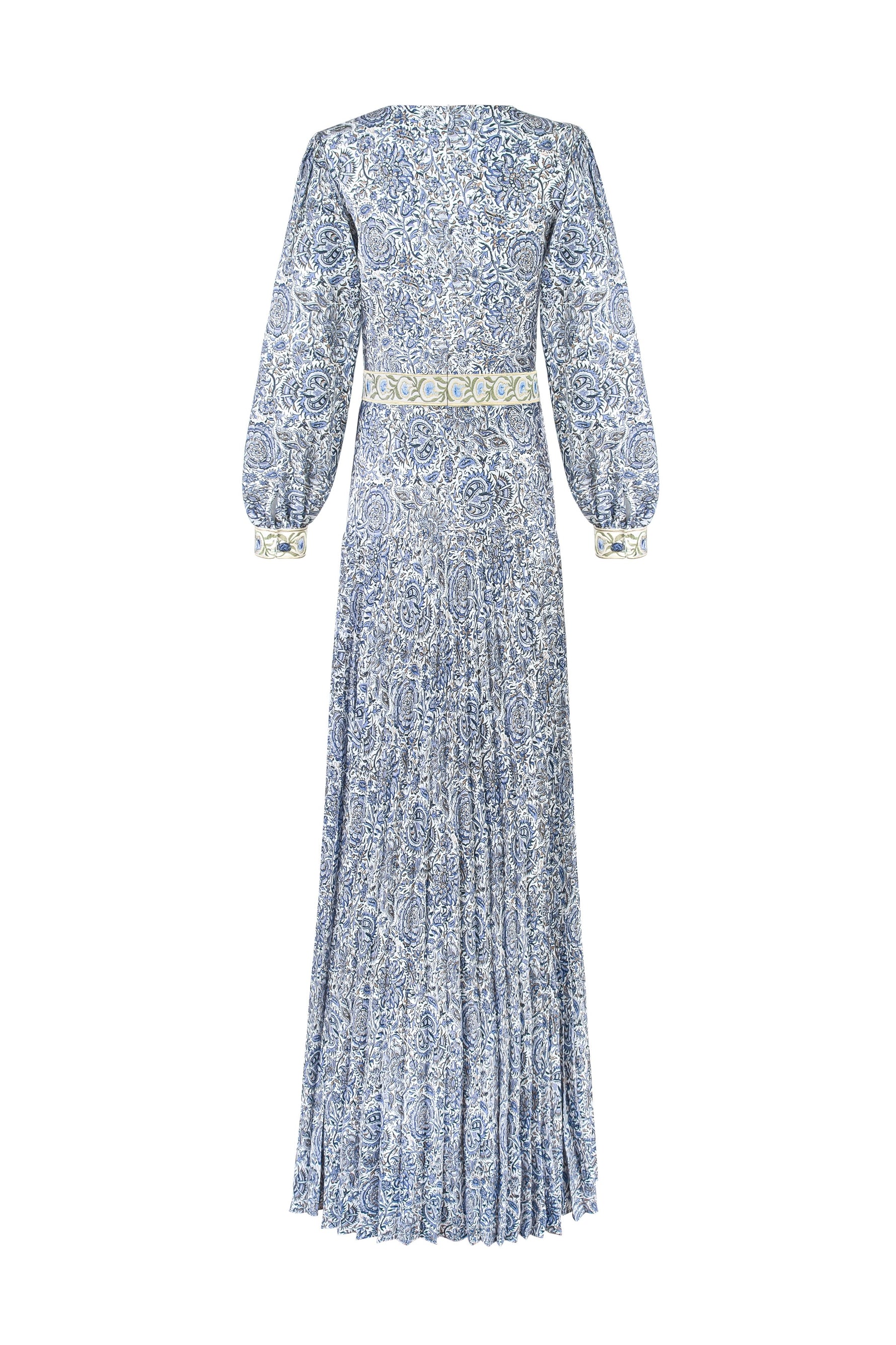 Tooba Maxi Dress - Printed Chiffon Blue Rosewater House