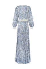 Tooba Maxi Dress - Printed Chiffon Blue Rosewater House 