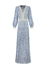 Tooba Maxi Dress - Printed Chiffon Blue Rosewater House