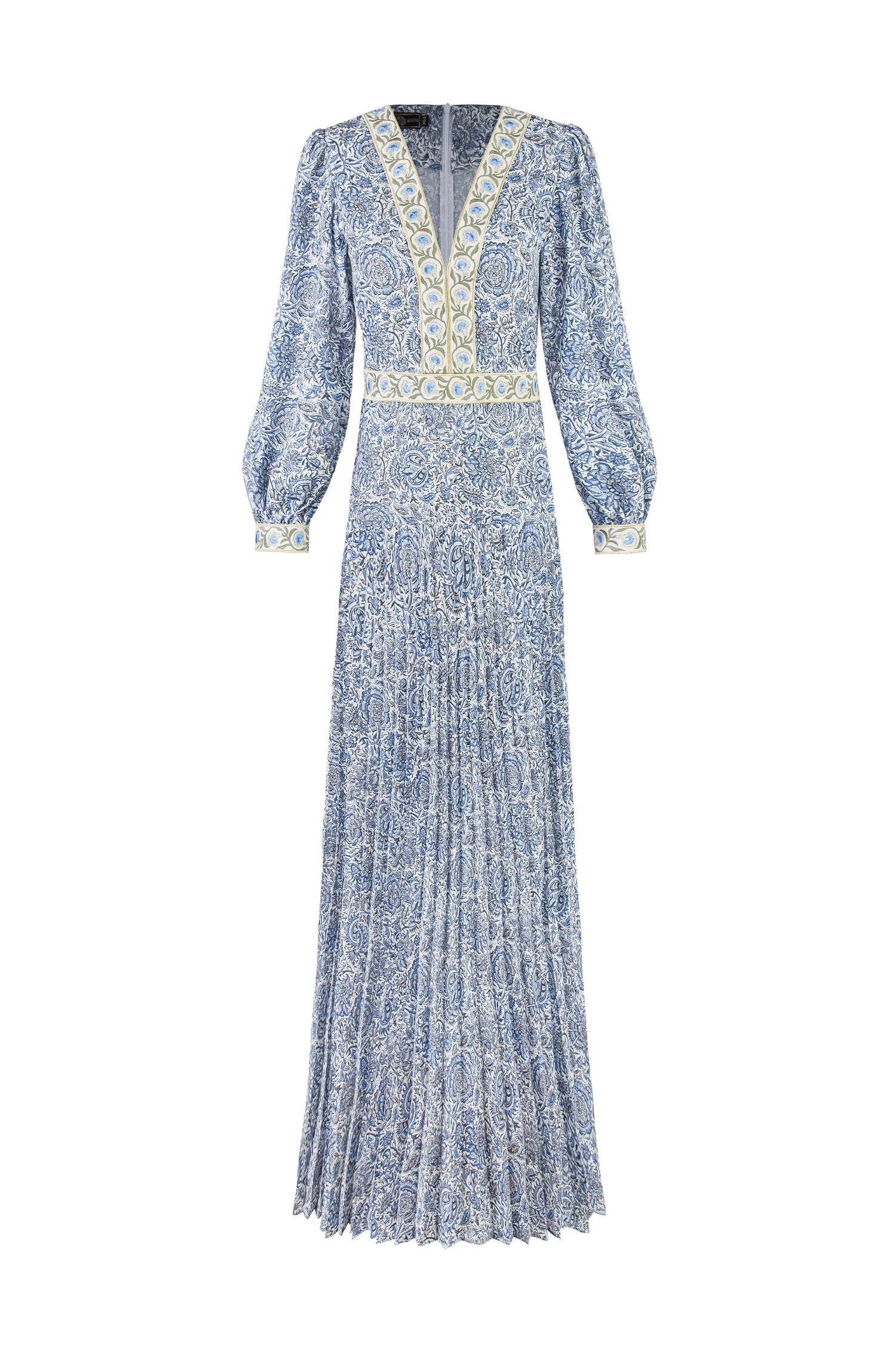 Tooba Maxi Dress - Printed Chiffon Blue Rosewater House