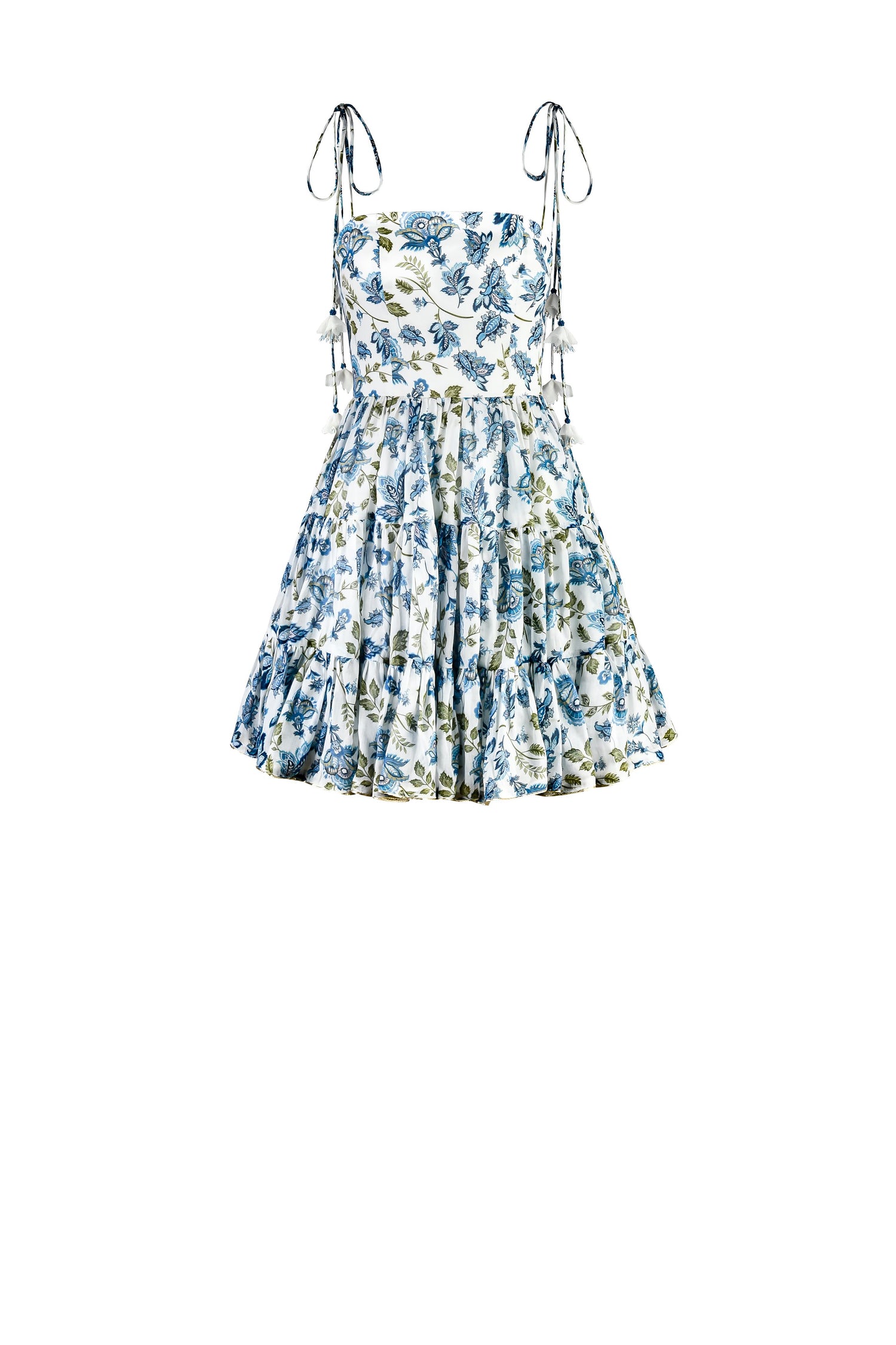 Sara Mini Dress - Golestan Printed Voile Blue & White Dresses - Mini Rosewater House