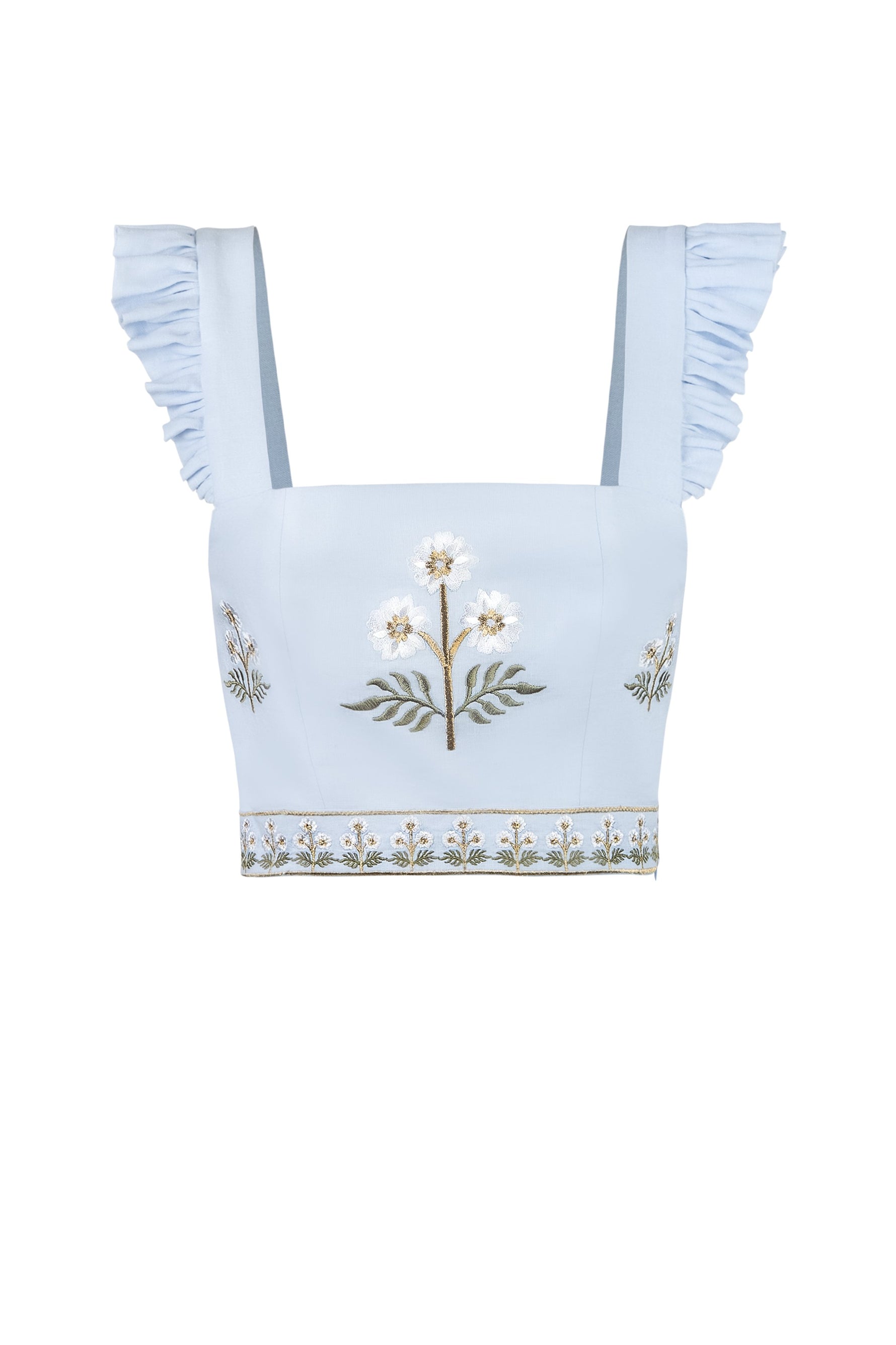 Yalda Ruffle Bustier - Naz Embroidery Tops - Bustier & Embroidered Rosewater House 