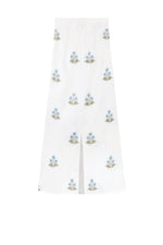Yalda Skirt - Naz Embroidered Offwhite & Blue Bottoms - Skirts Rosewater House
