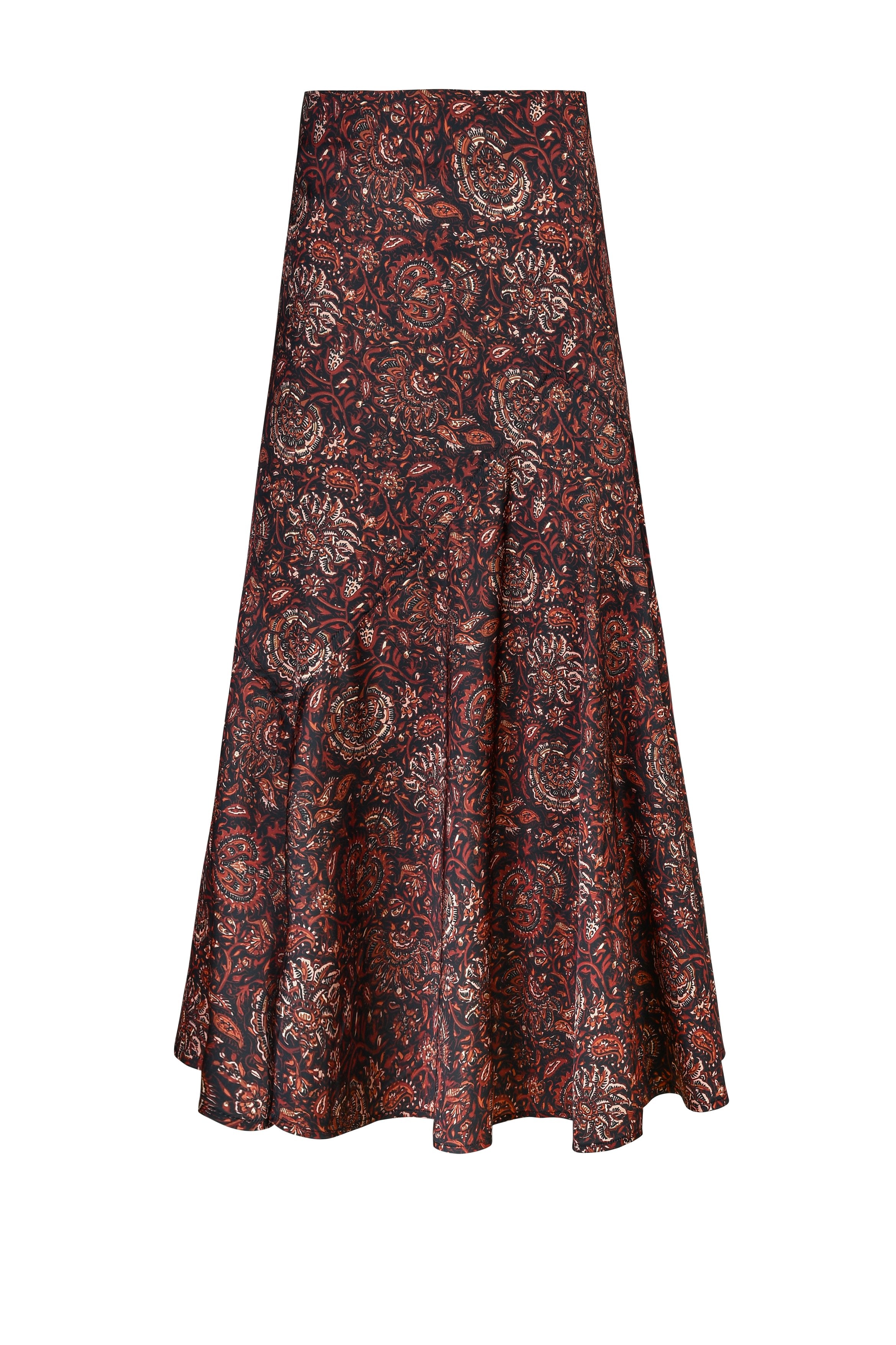 Zoya Skirt - Printed Silk Brown Rosewater House
