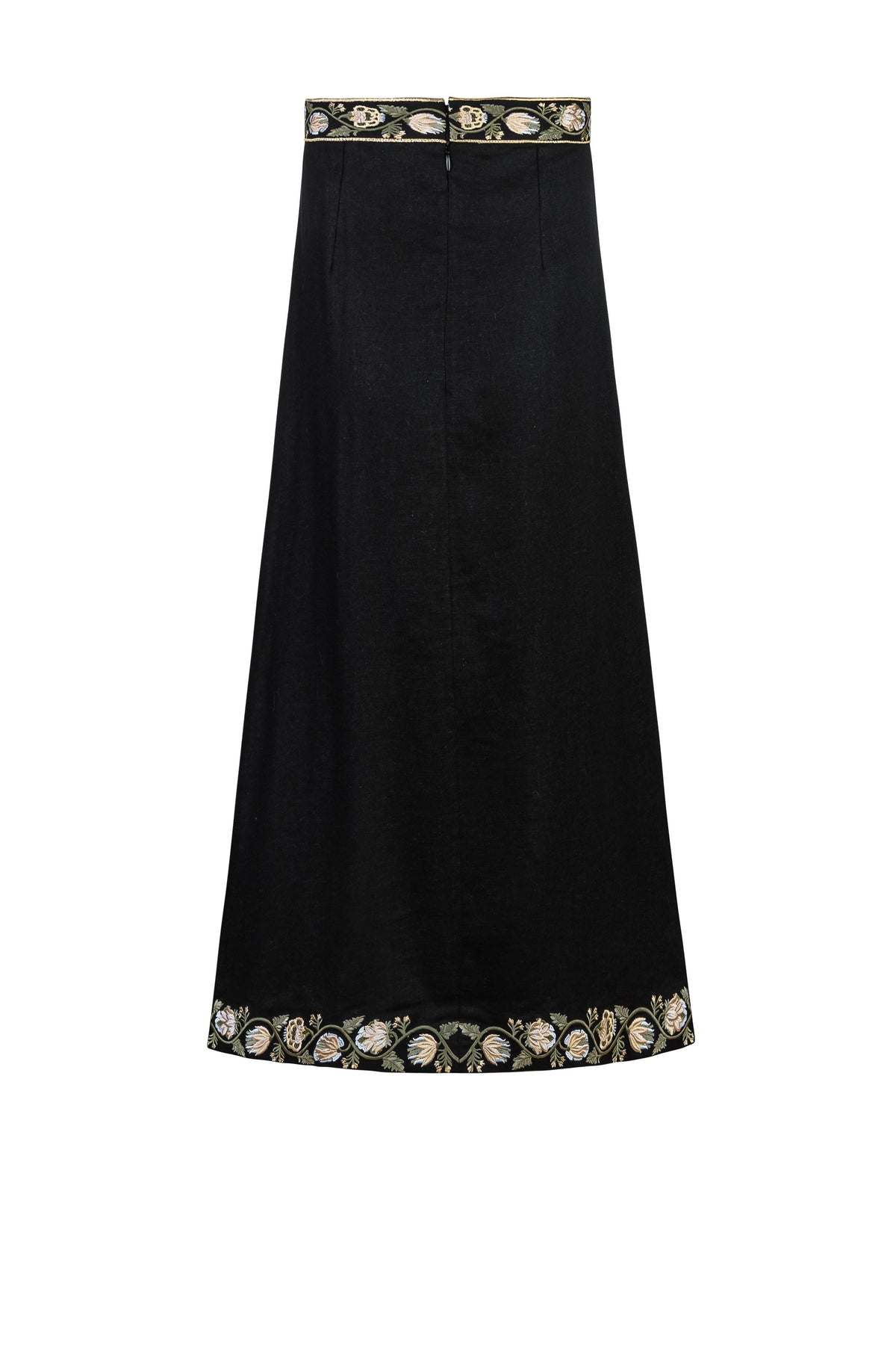 Gita Skirt - Golestan embroidery Creme & Black Bottoms - Skirts Rosewater House