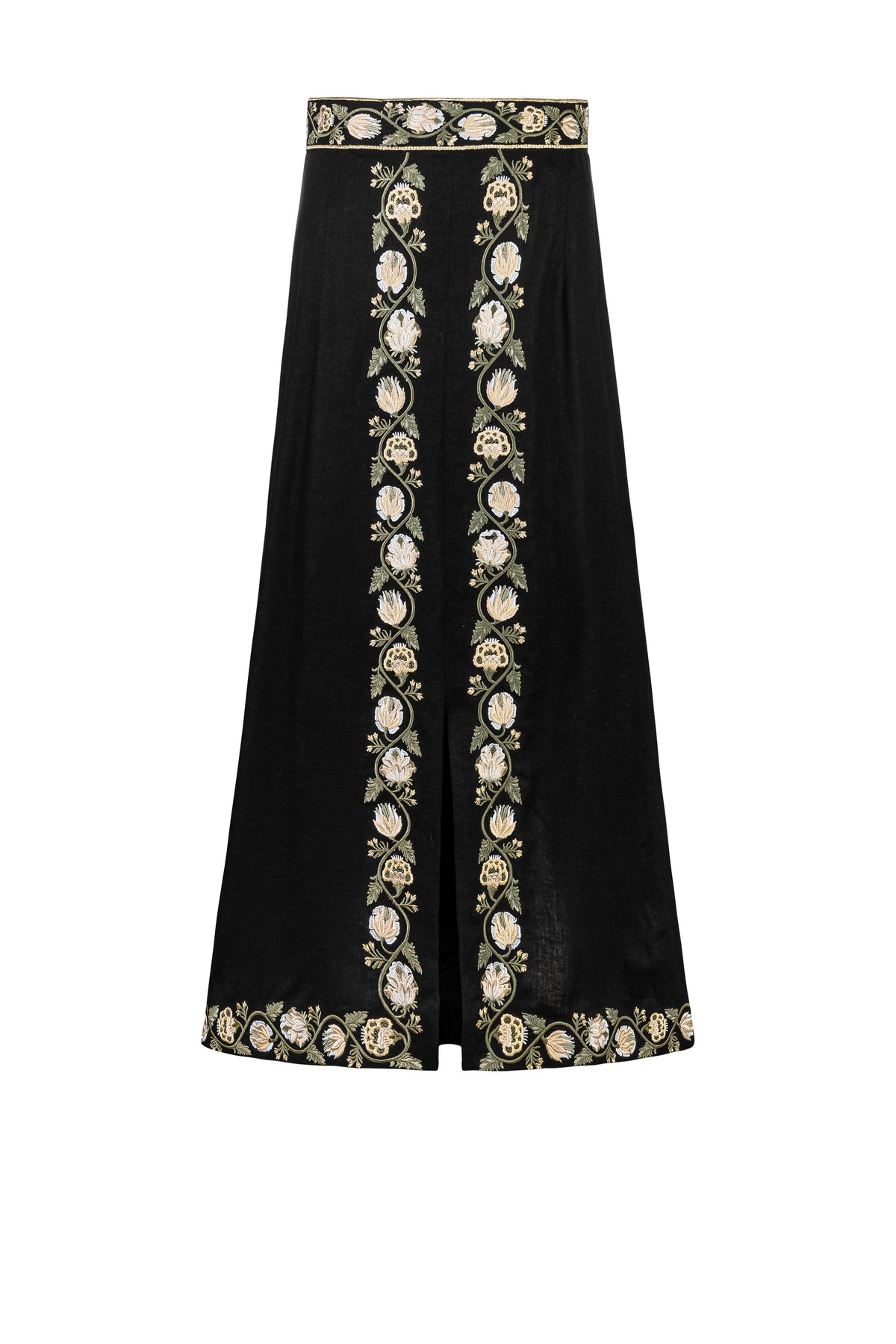 Gita Slit Skirt - Golestoon Embroidery Bottoms - Skirts Rosewater House 