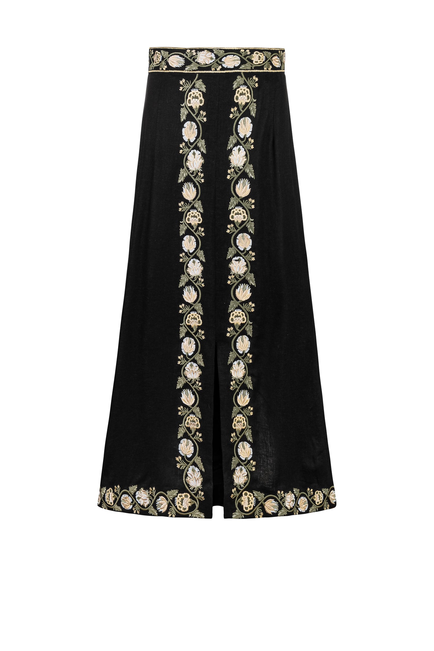 Gita Slit Skirt - Golestoon Embroidery Bottoms - Skirts Rosewater House 