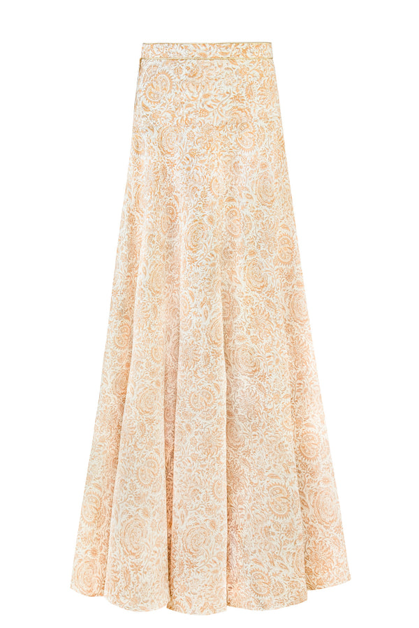 Baran Skirt - Printed Chiffon Creme Rosewater House 