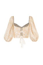 Rosa Top - Iris Print Tops - Bustier & Embroidered Rosewater House 