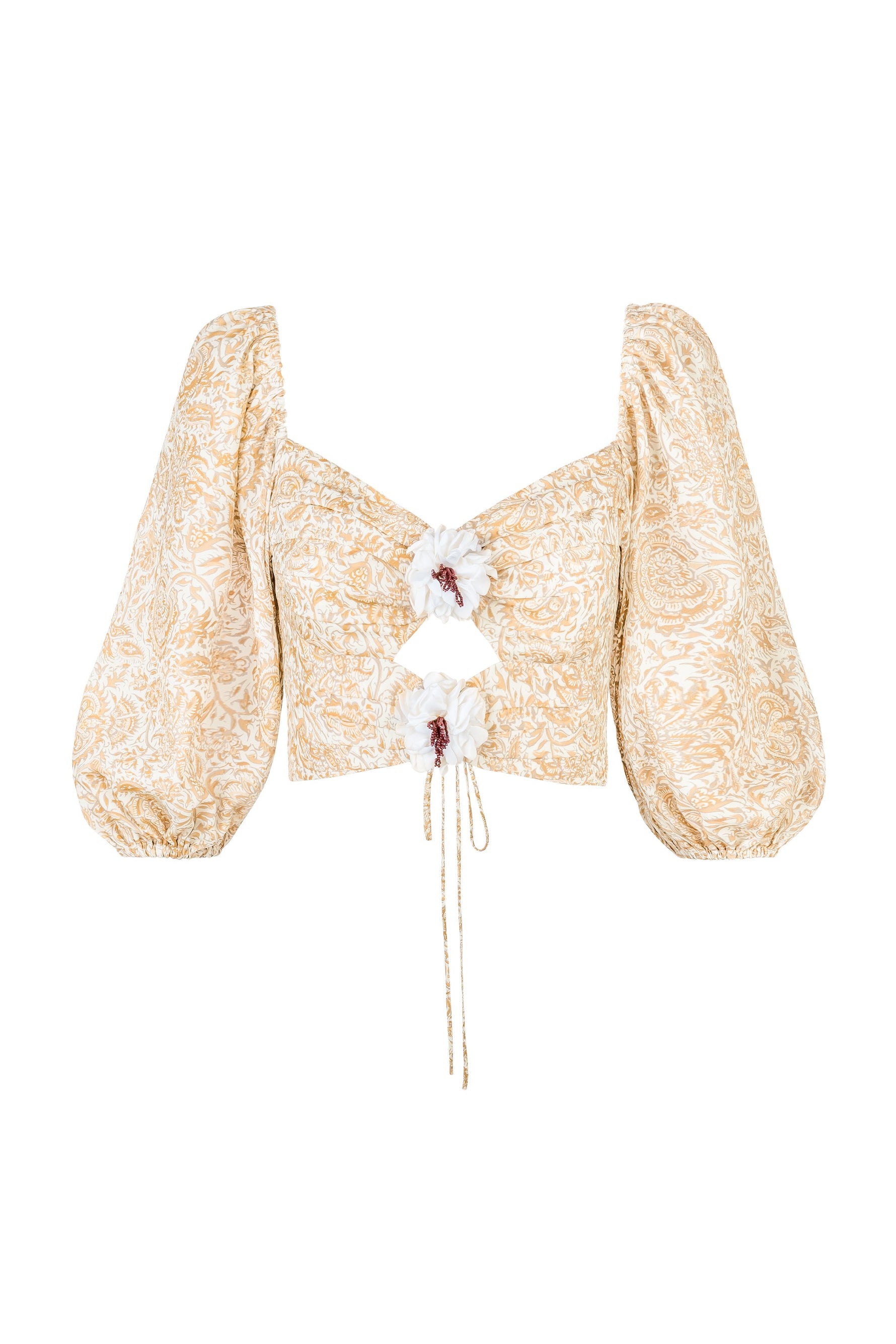 Rosa Top - Printed Chiffon Creme Rosewater House