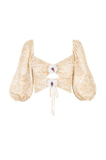 Rosa Top - Iris Print Tops - Bustier & Embroidered Rosewater House 