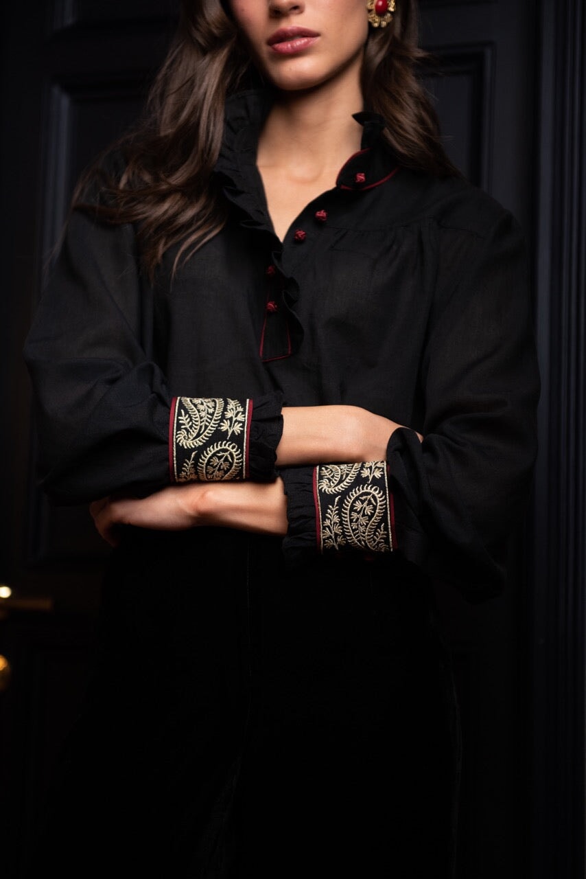 Cypress Blouse - Black Rosewater House