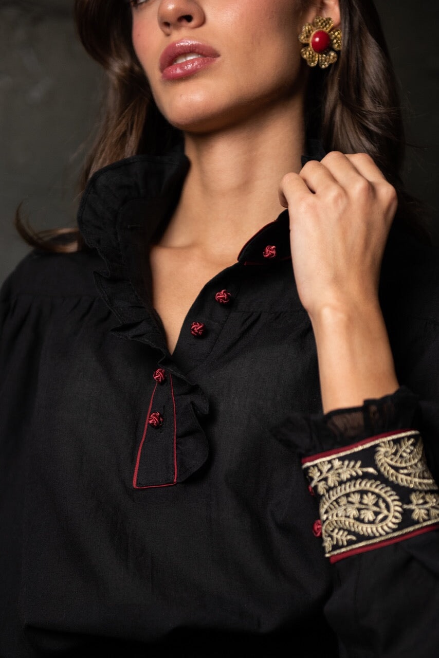 Cypress Blouse - Black Rosewater House