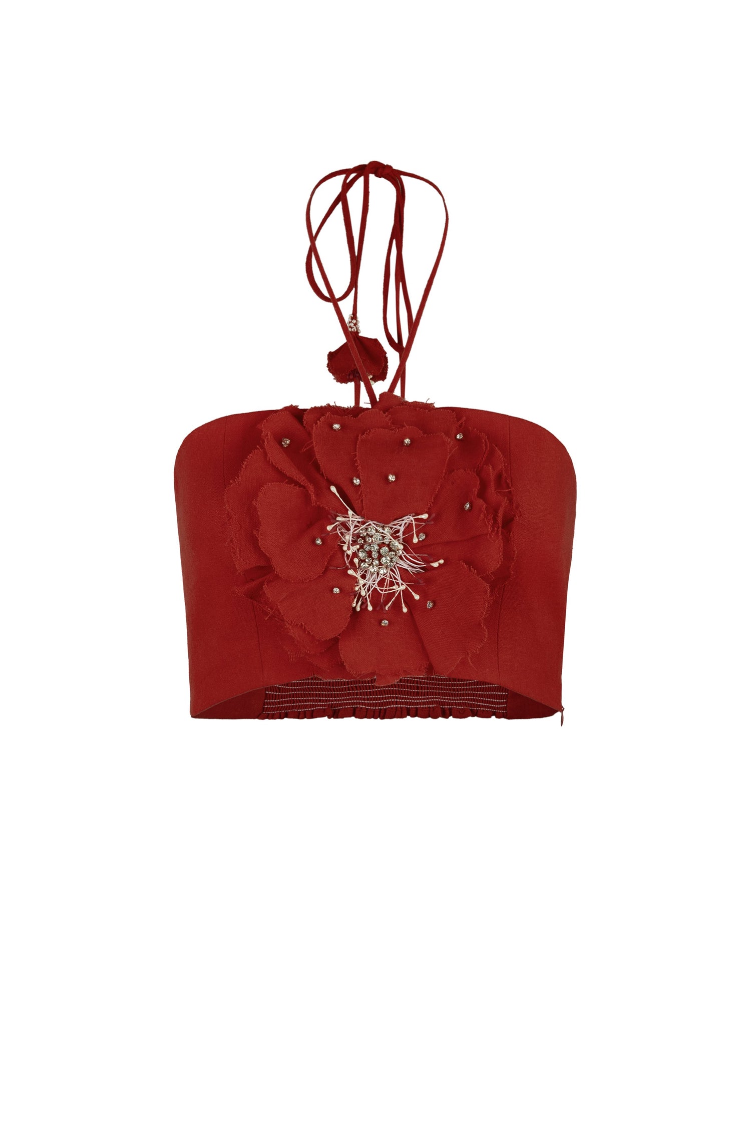 Gol Crop Top - Persica Floral Embelishment Tops - Bustier & Embroidered Rosewater House 