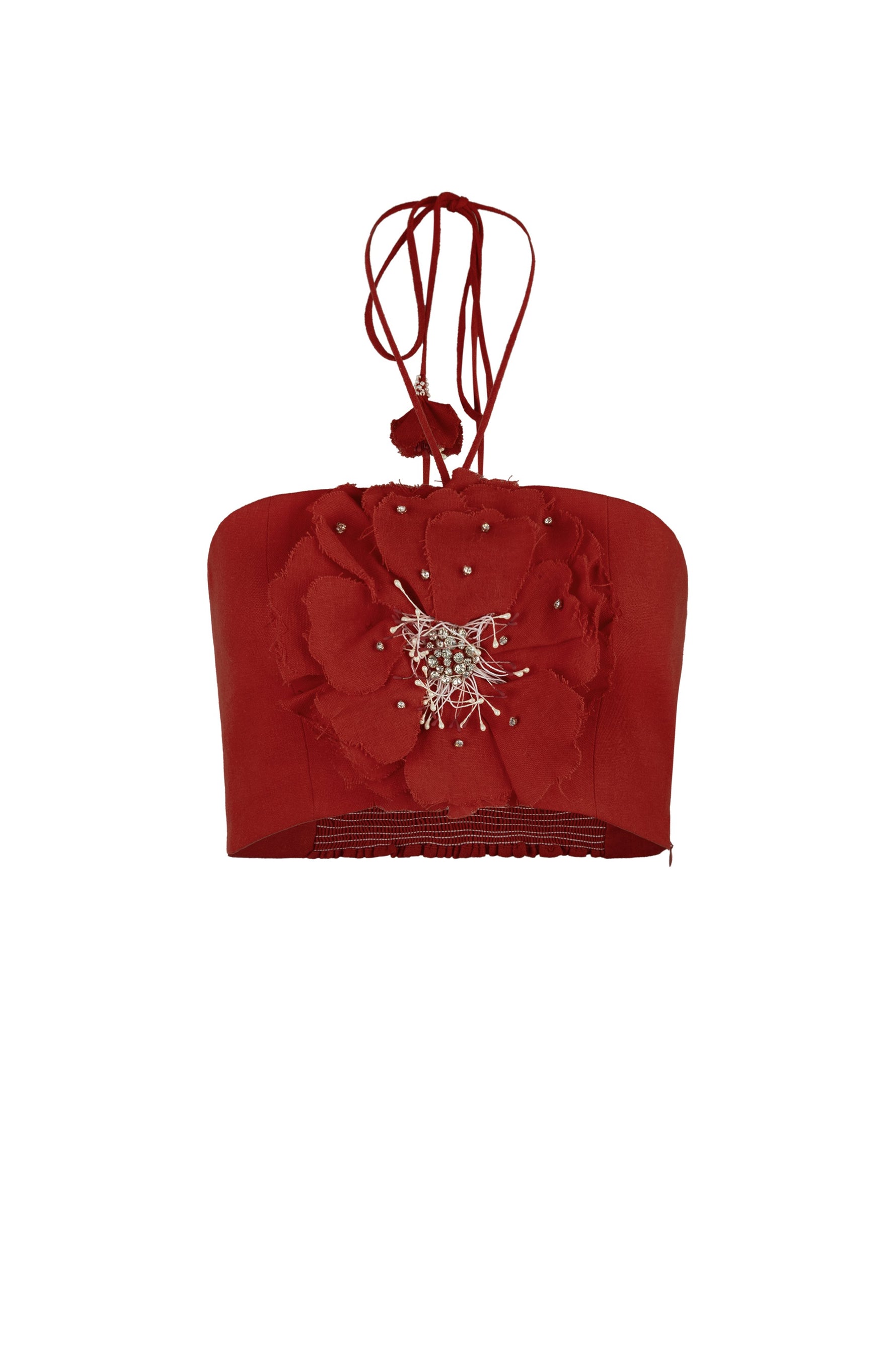 Gol Crop Top - Persica Floral Embelishment Tops - Bustier & Embroidered Rosewater House 