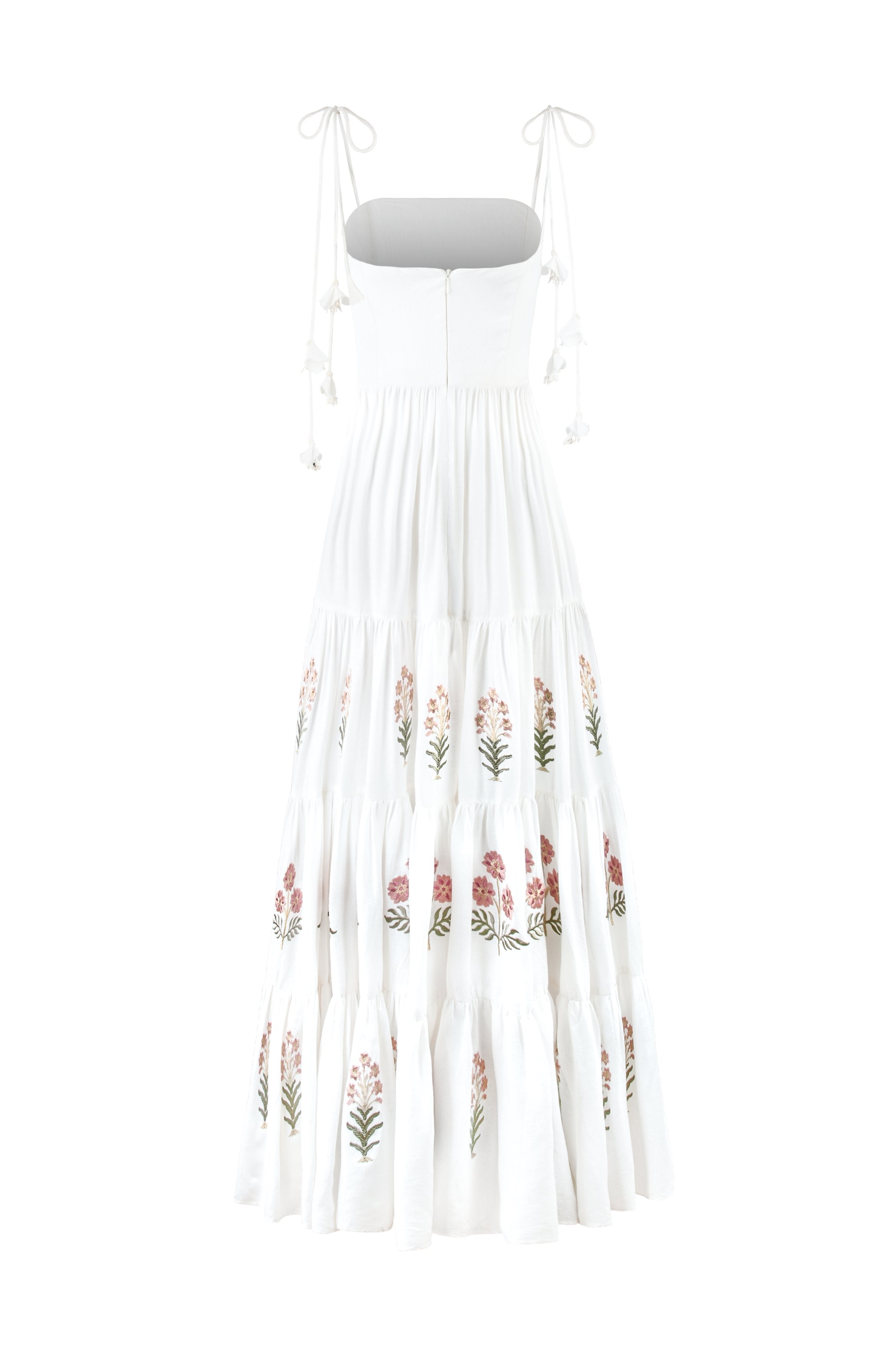 Donya Maxi Dress - Naz Embroidered Off-white & Pink Rosewater House