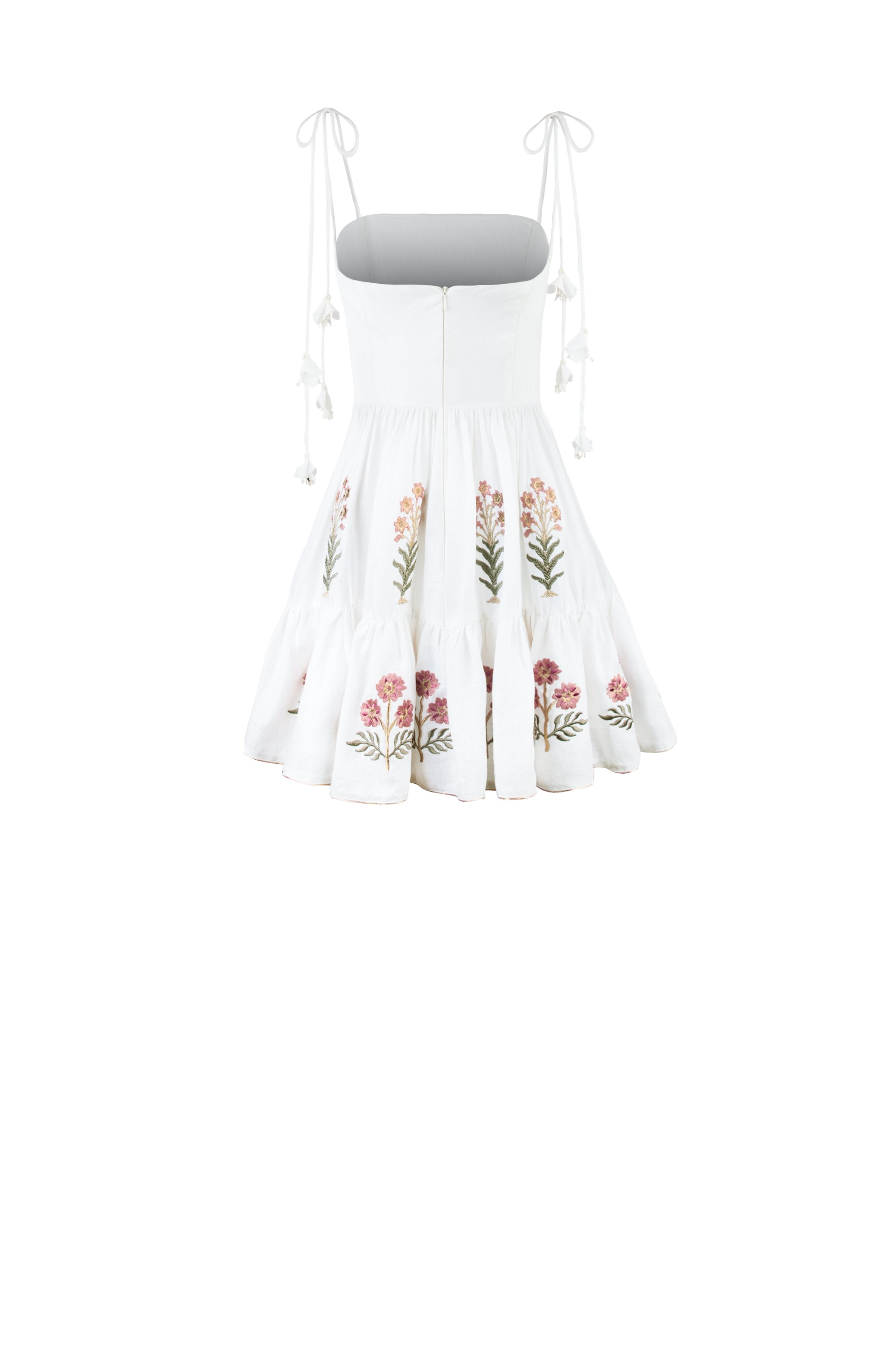 Donya Mini Dress - Naz Embroidered Offwhite & Pink Rosewater House