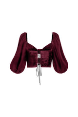 Rosa Embellished Cut Out Top - Burgundy Tops - Bustier & Embroidered Rosewater House 