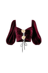 Rosa Embellished Cut Out Top - Burgundy Rosewater House 