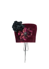 Persica Floral Bustier - Burgundy & Black Rosewater House 