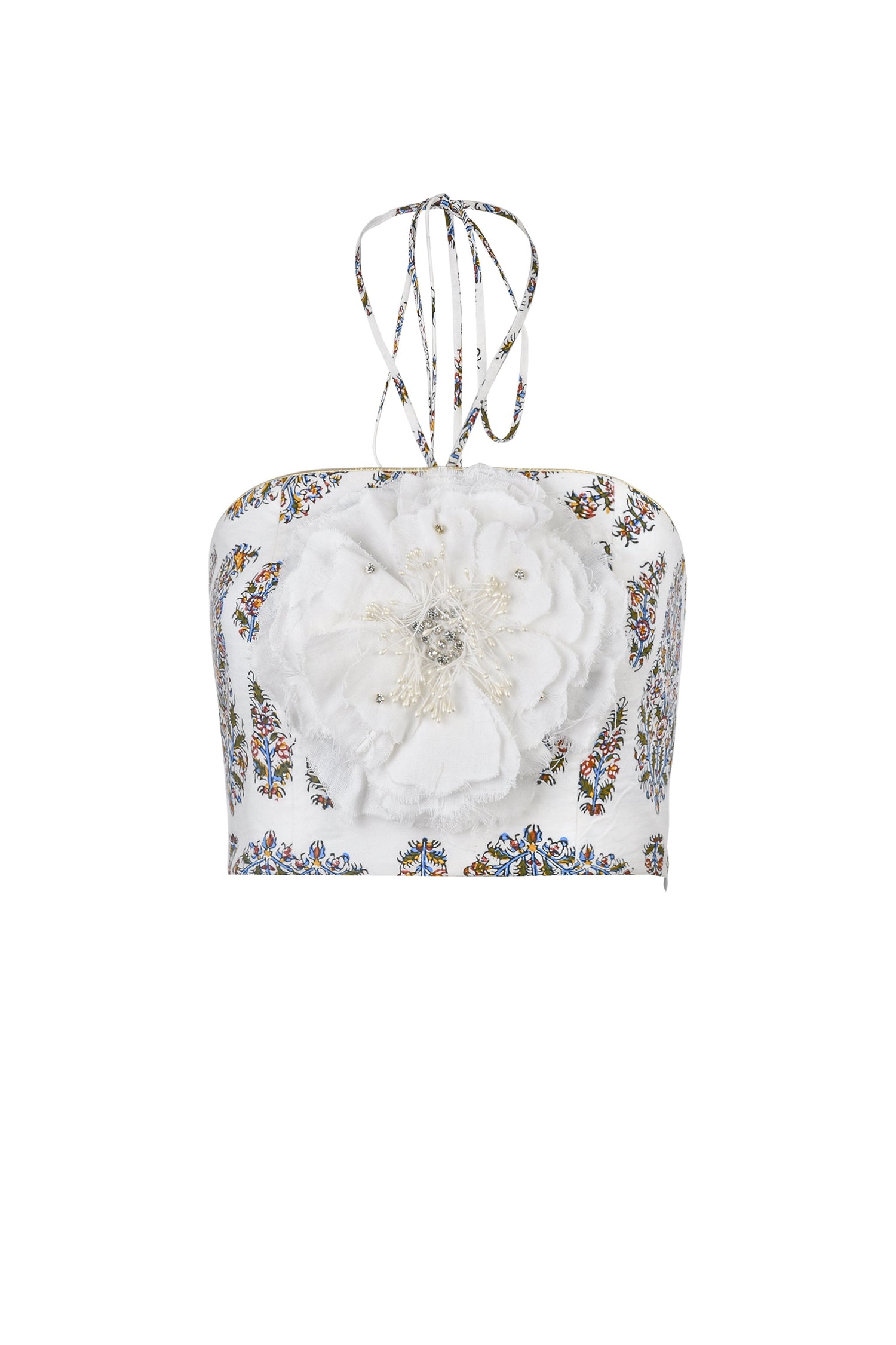 Gol Crop Top - Persica Floral Embelishment Tops - Bustier & Embroidered Rosewater House - Wholesale SS25 