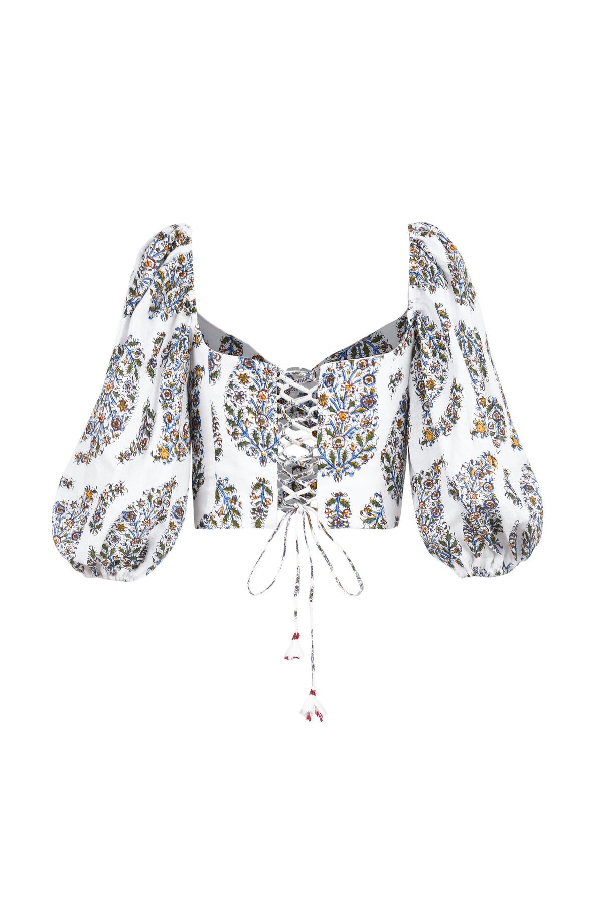 Rosa Cutout Top - Ghalamkar Paisley Blockprint Tops - Bustier & Embroidered Rosewater House 