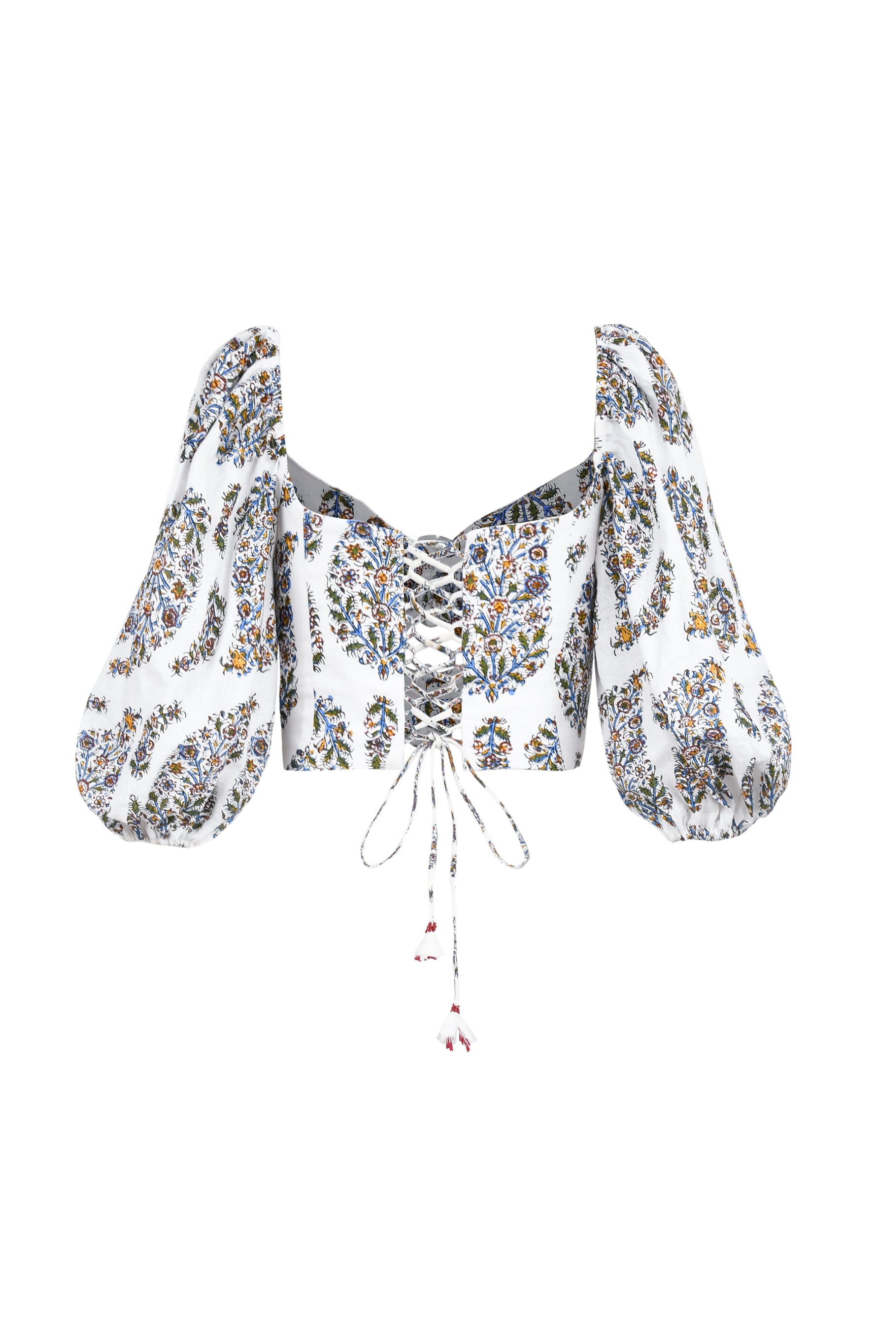 Rosa Cutout Top - Ghalamkar Paisley Blockprint Tops - Bustier & Embroidered Rosewater House 