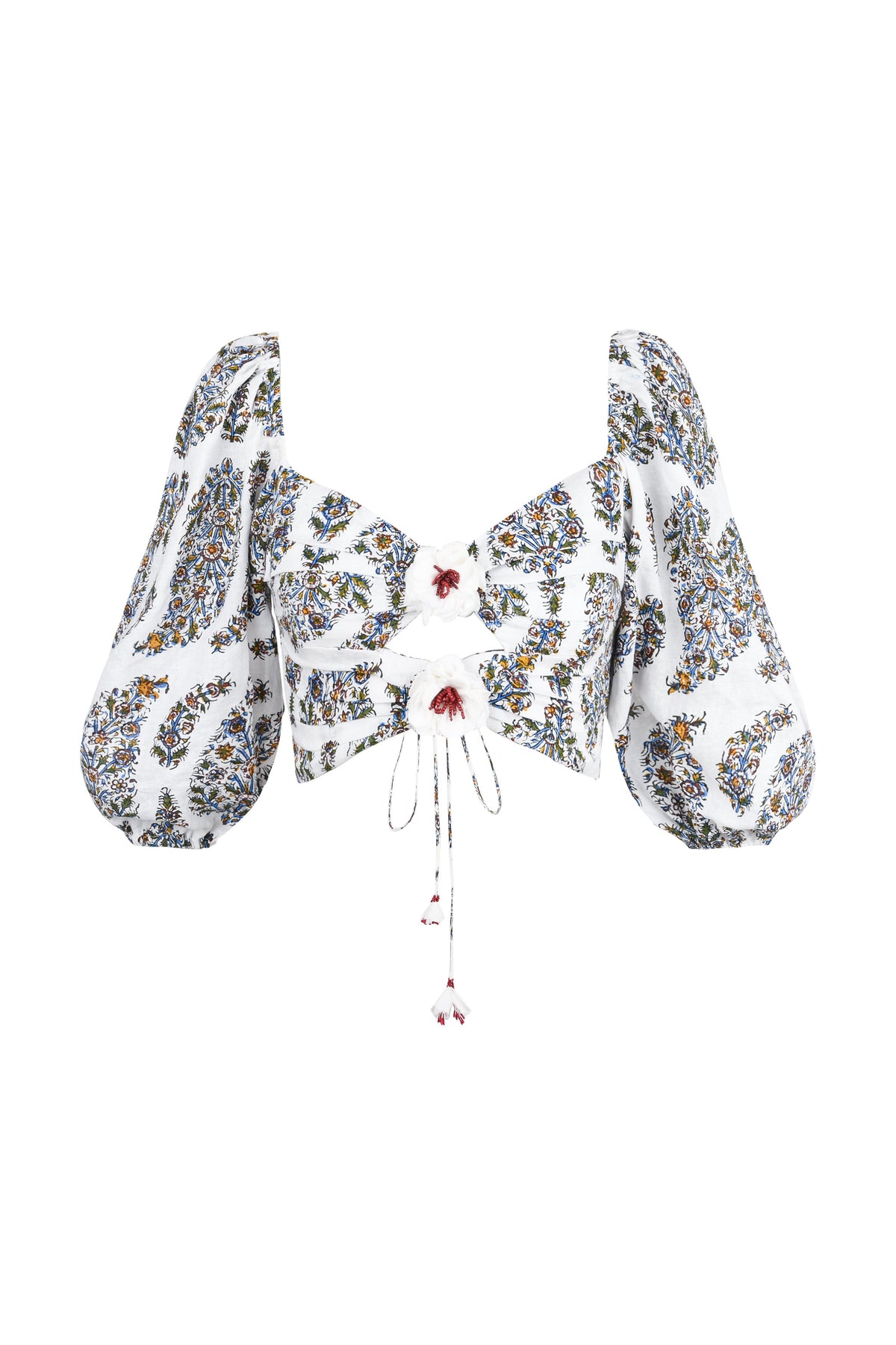 Rosa Cutout Top - Ghalamkar Paisley Blockprint Tops - Bustier & Embroidered Rosewater House 