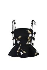 Lily Top - Black & Ivory & Gold Rosewater House 