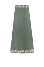 Gita Skirt - Golestan embroidery Creme & Khaki Bottoms - Skirts Rosewater House