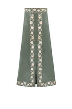 Gita Skirt - Golestan embroidery Creme & Khaki Bottoms - Skirts Rosewater House