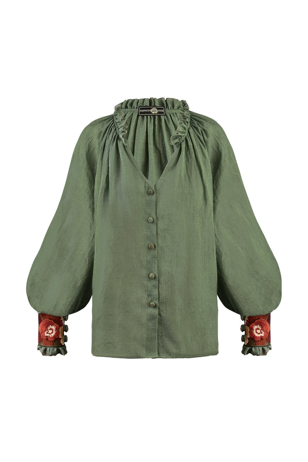 Pansy Blouse - Green Tops - Blouse Rosewater House 