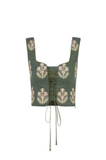 Shalimar Bustier - Shalimar Embroidered Green & Pink Rosewater House