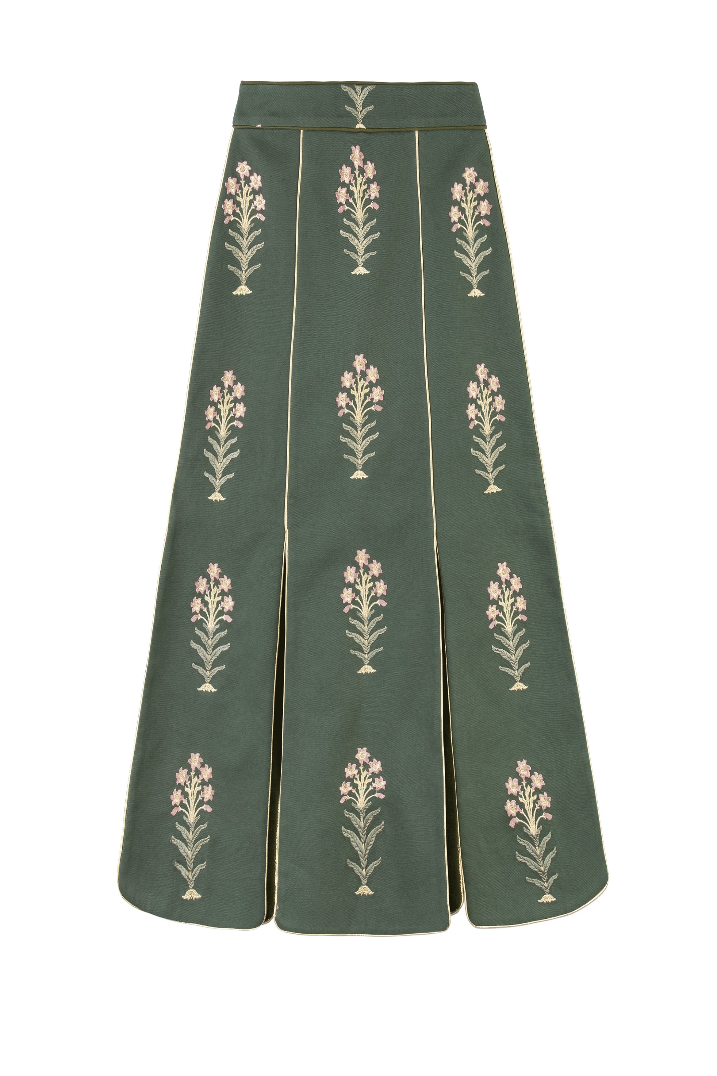 Shalimar Skirt- Shalimar Embroidered Green & Pink Rosewater House