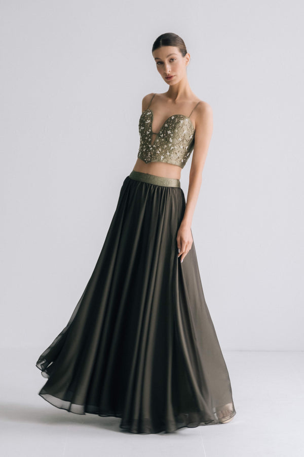 Jasmine Bustier and Skirt - Olive Dresses - Formal Rosewater House 