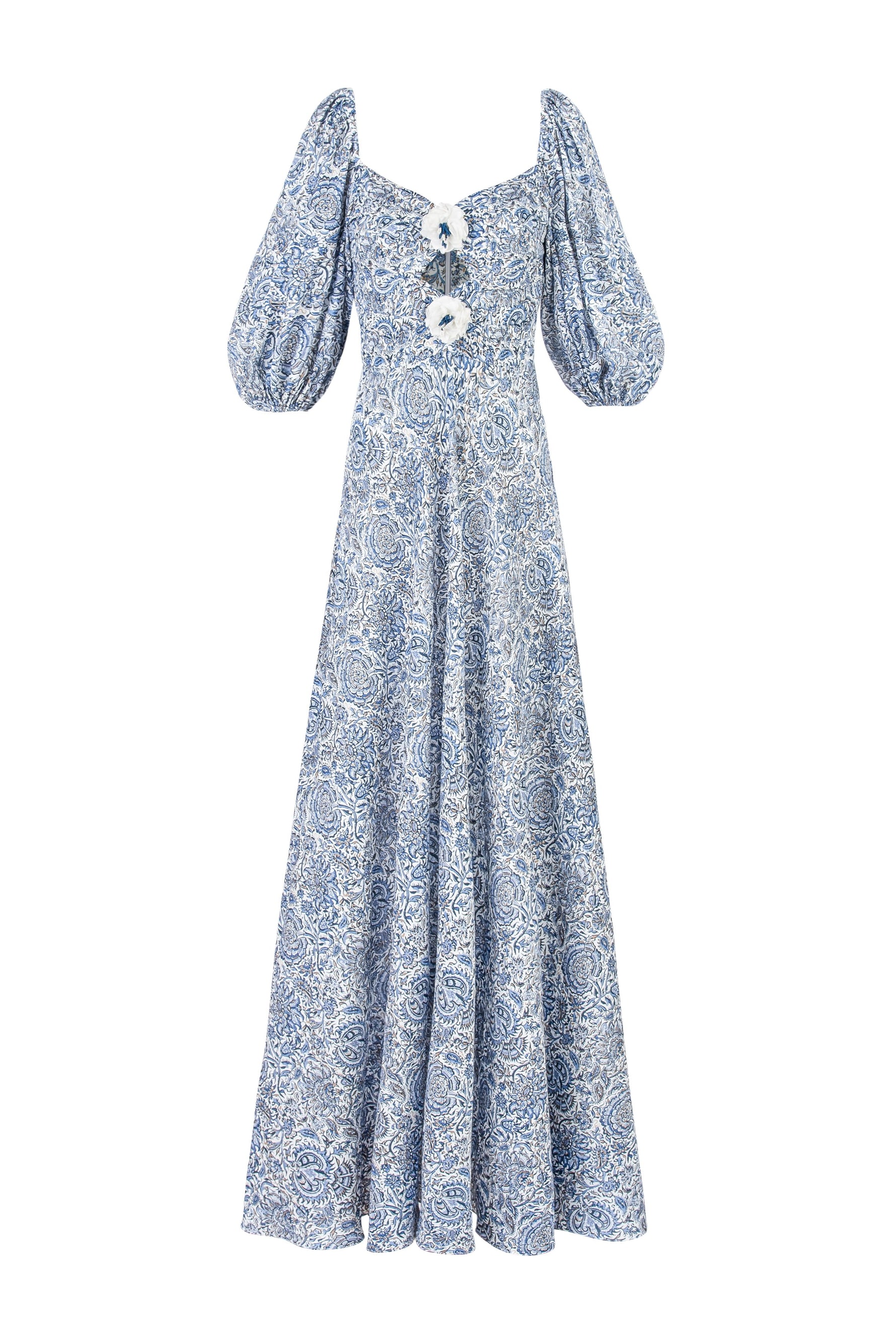 Rosa Dress - Printed Chiffon Blue Dresses - Maxi Rosewater House 