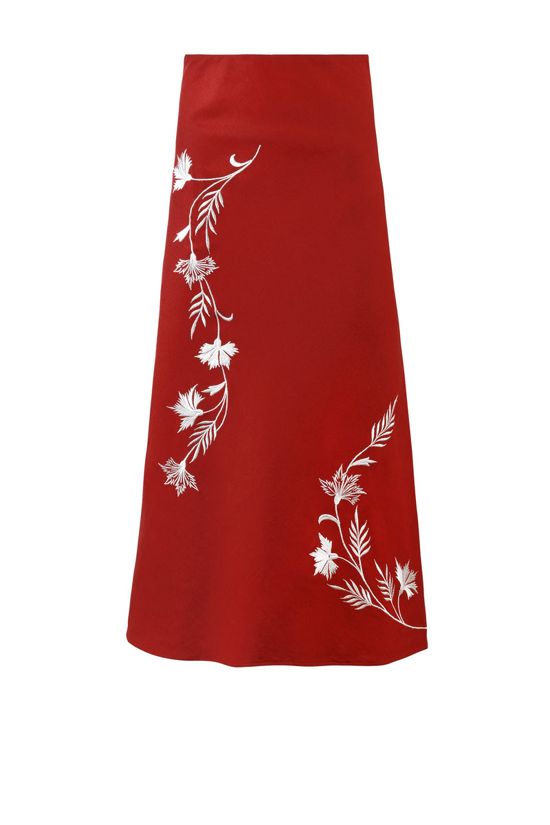 Lily Skirt - Deep Red & Ivory Rosewater House 