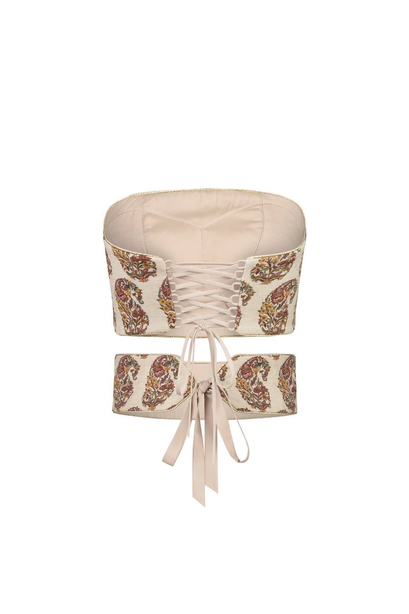 Termeh Jahan Top - Ivory & Gold Paisley Tops - Bustier & Embroidered Rosewater House 
