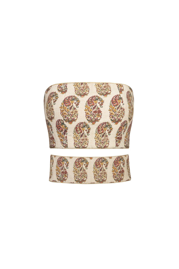 Termeh Jahan Top - Ivory & Gold Paisley Tops - Bustier & Embroidered Rosewater House 