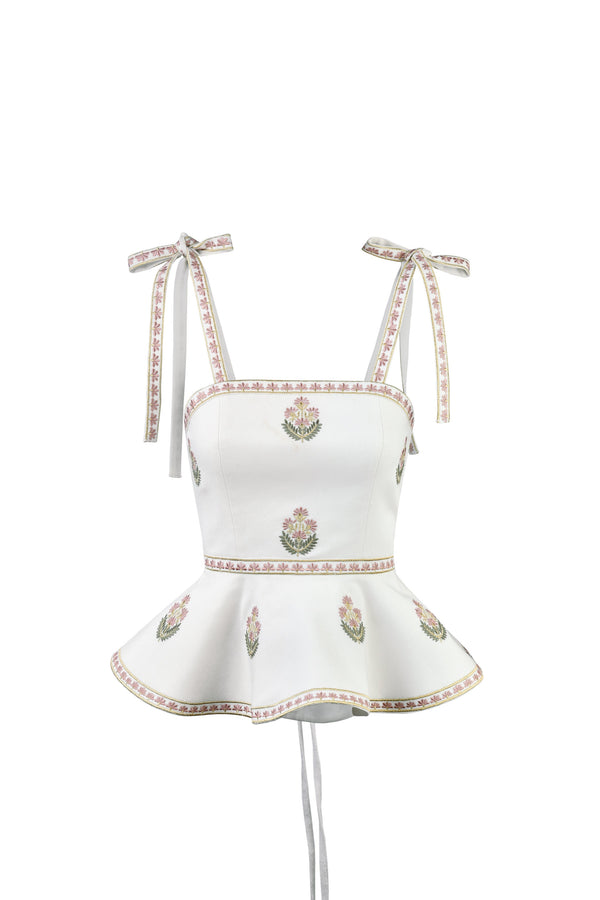 Mina Top - Ivory & Pink (SAMPLE) Rosewater House 