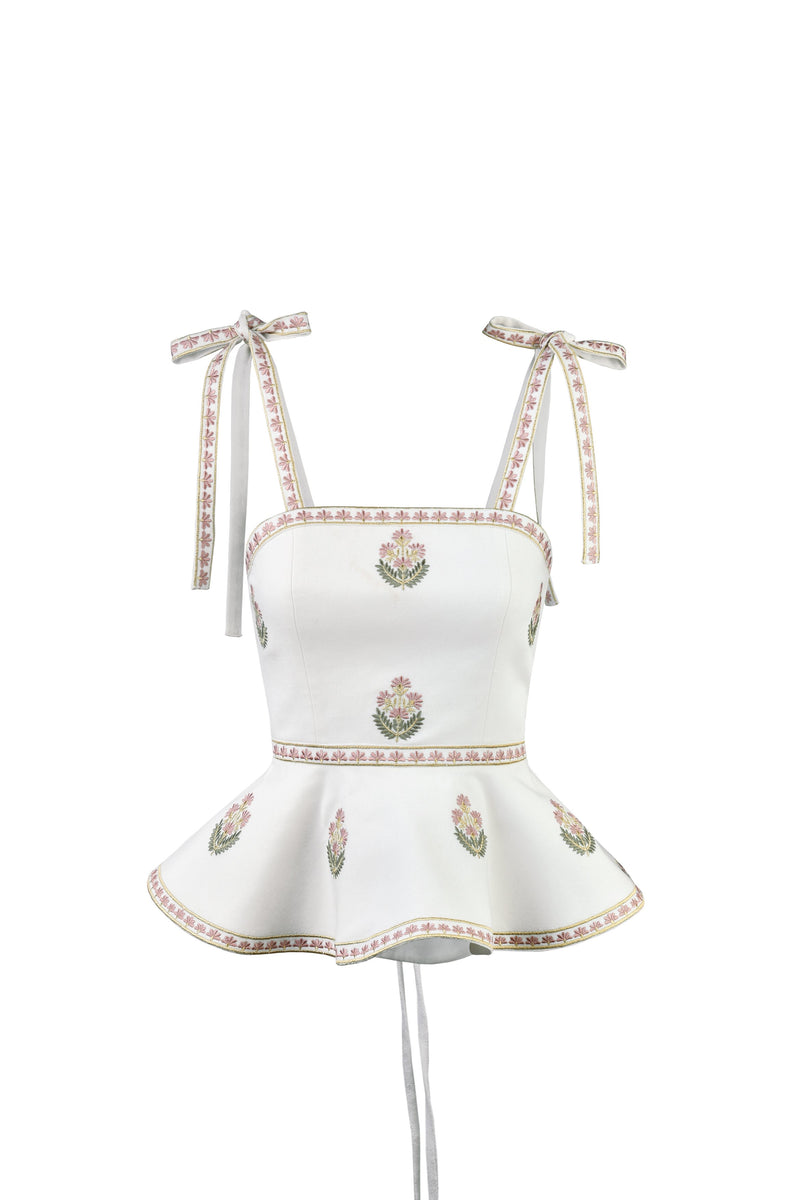 Mina Top - Ivory & Pink (SAMPLE) Rosewater House 