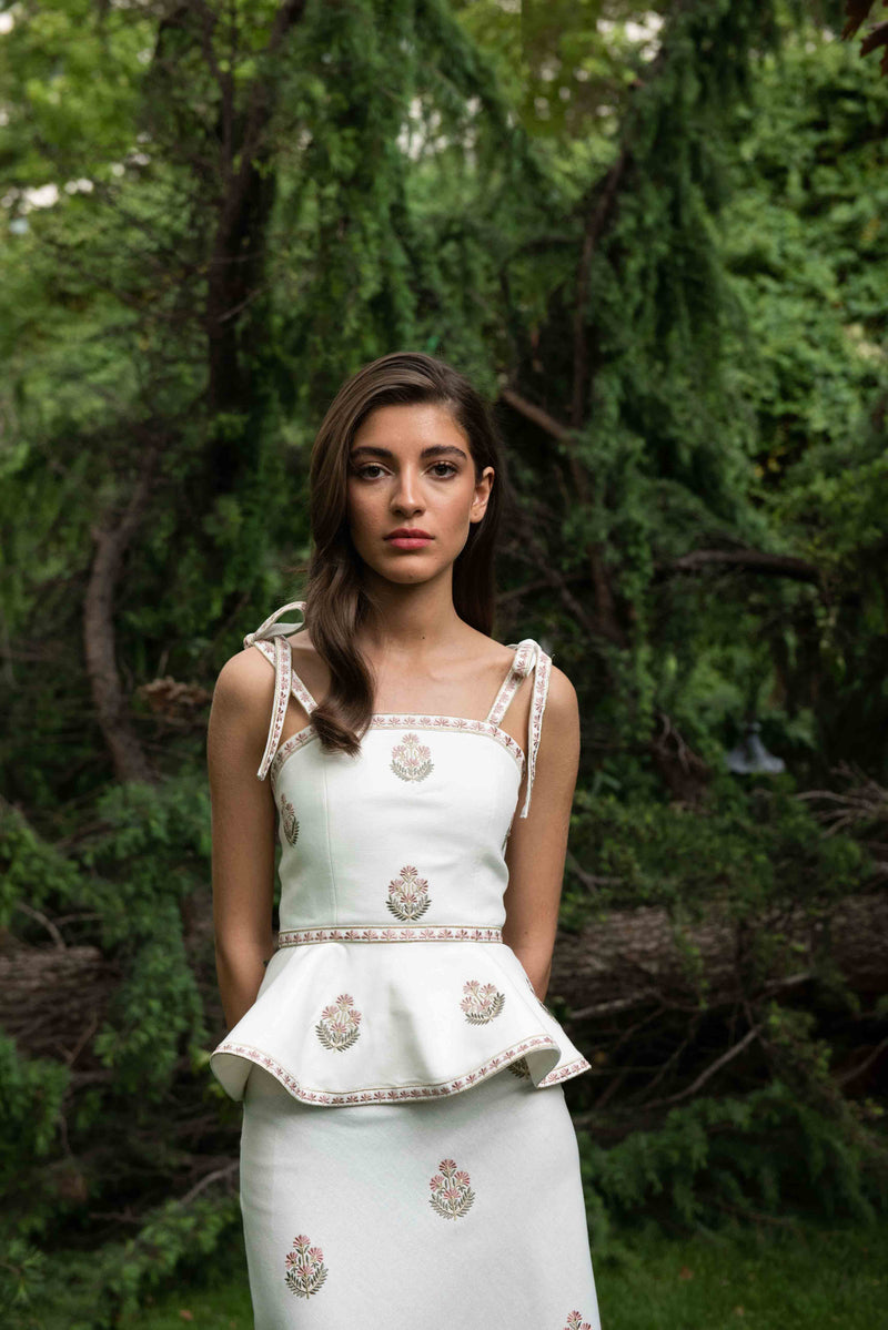 Mina Top - Ivory & Pink Rosewater House 