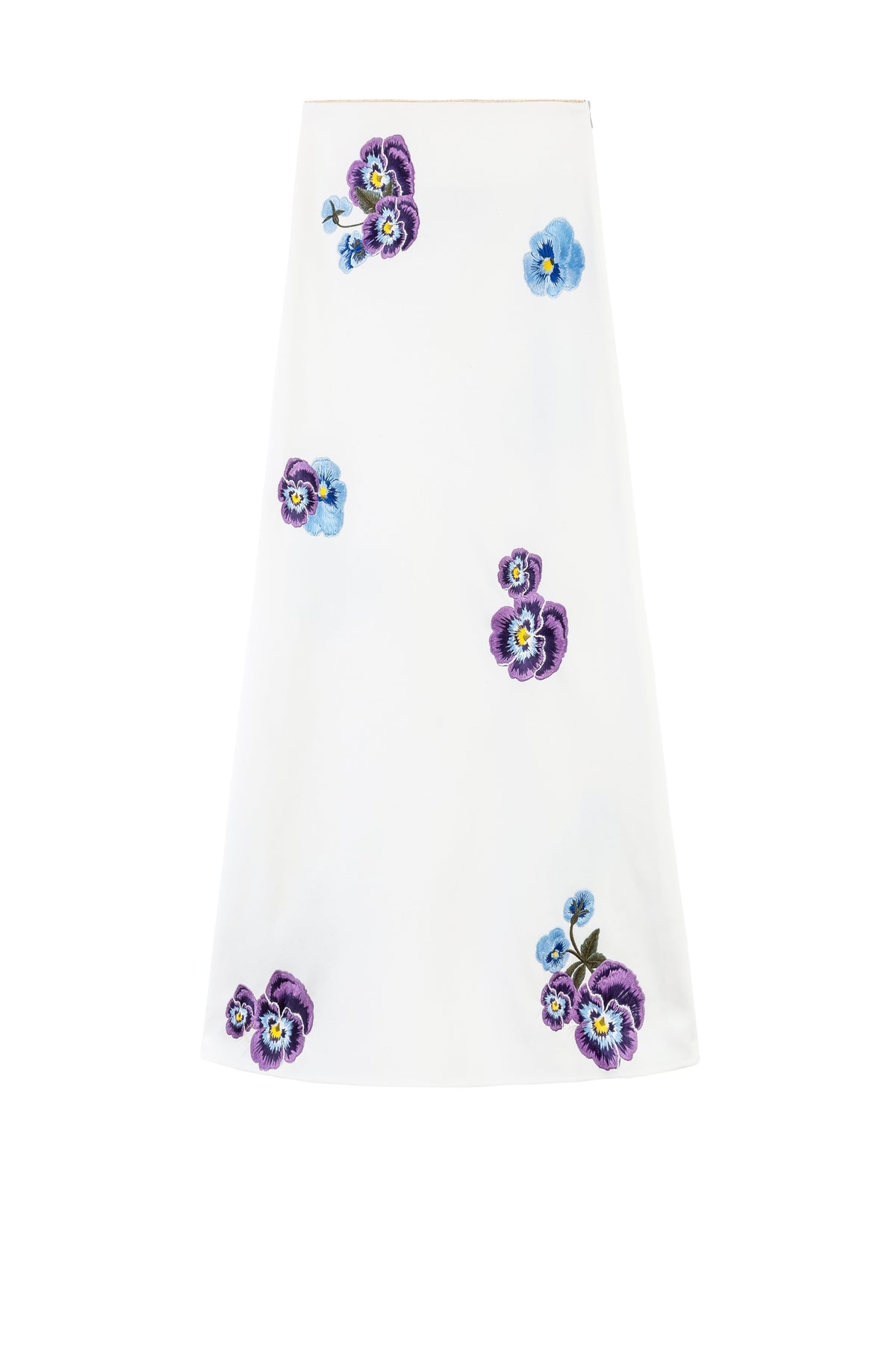 Mina Skirt - Pansy Embroidered Offwhite & Navy Rosewater House